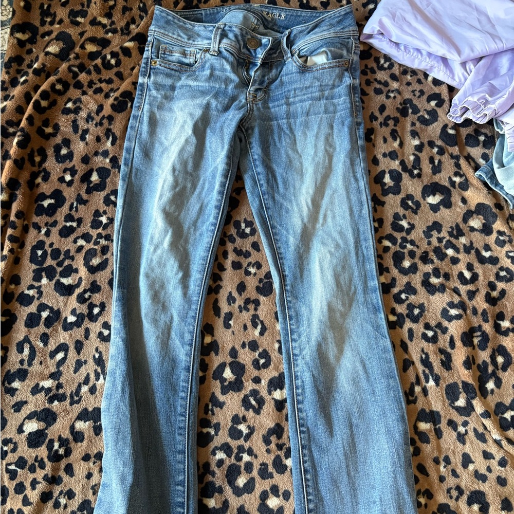 American Eagle Blue Flare Wide Leg Jeans
